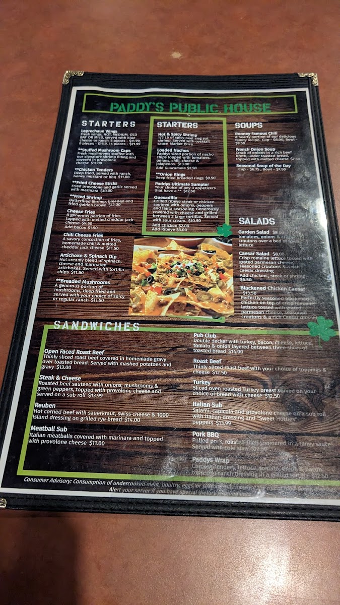 Paddy's Public House Menu - Image 2
